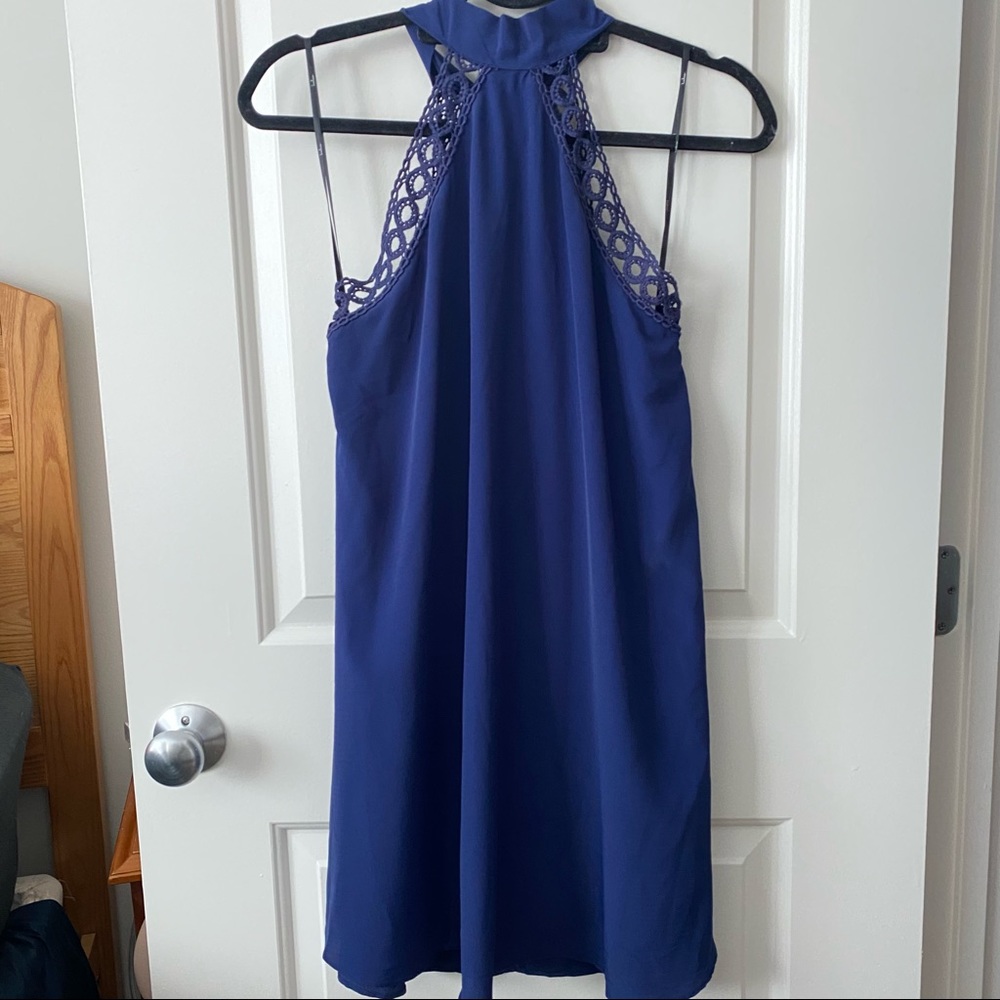 Navy Blue Halter Shift Dress